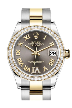 Rolex Datejust 31 Dark Grey Vi Diamond Bezel Yellow Gold Two Tone Watch 278383Rbr 278383