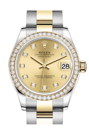 Rolex Datejust 31 Champagne Diamonds Dial Diamond Bezel Yellow Gold Two Tone Watch 278383Rbr 278383
