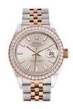 Rolex Datejust 28 Sundust Dial Diamond Bezel Rose Gold Two Tone Watch 279381RBR 279381