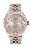 Rolex Datejust 28 Sundust Roman Dial Diamond Bezel Rose Gold Two Tone Watch 279381RBR 279381