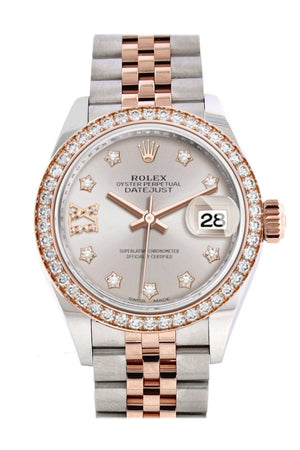 Rolex Datejust 28 Sundust Large Vi Diamonds Dialdiamond Bezel Rose Gold Two Tone Watch 279381Rbr