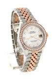Rolex Datejust 28 Mother-Of-Pearl Diamonds Dial Diamond Bezel Rose Gold Two Tone Watch 279381Rbr