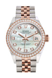 Rolex Datejust 28 Mother-of-pearl Diamonds Dial Diamond Bezel Rose Gold Two Tone Watch 279381RBR 279381