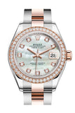 Rolex Datejust 28 White mother-of-pearl Diamonds Dial Diamond Bezel Rose Gold Two Tone Watch 279381RBR 279381