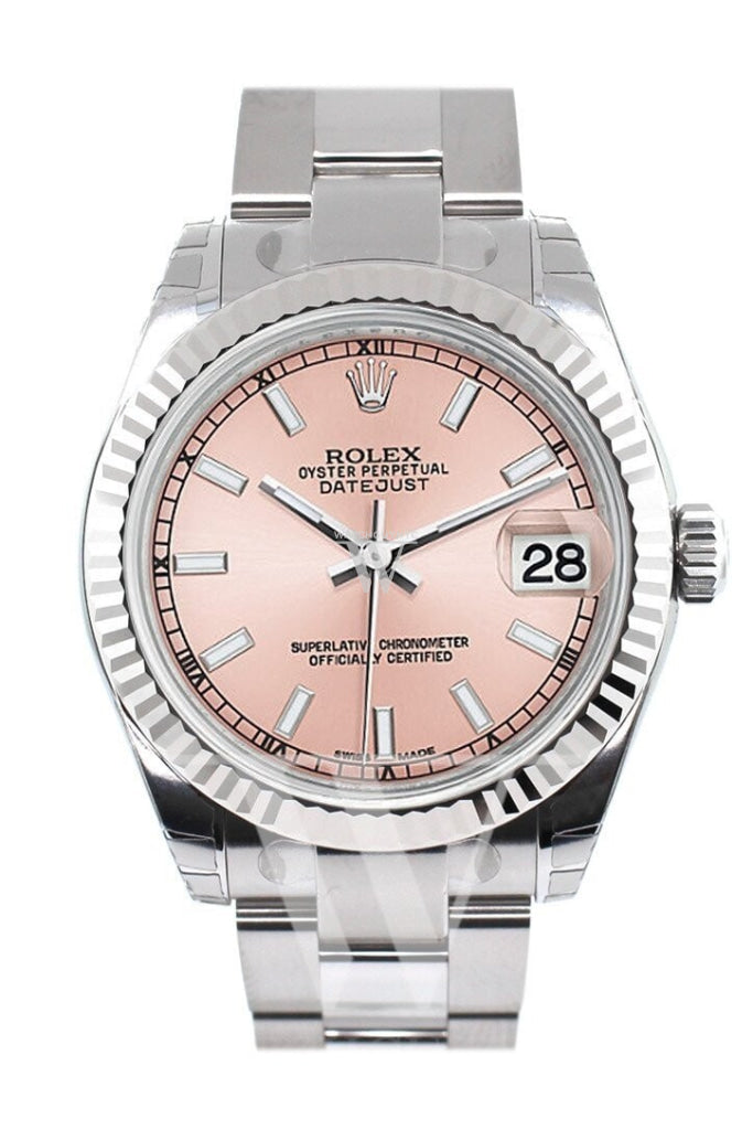 ROLEX 178274 Datejust 31 Pink Dial White Gold Fluted Bezel Ladies