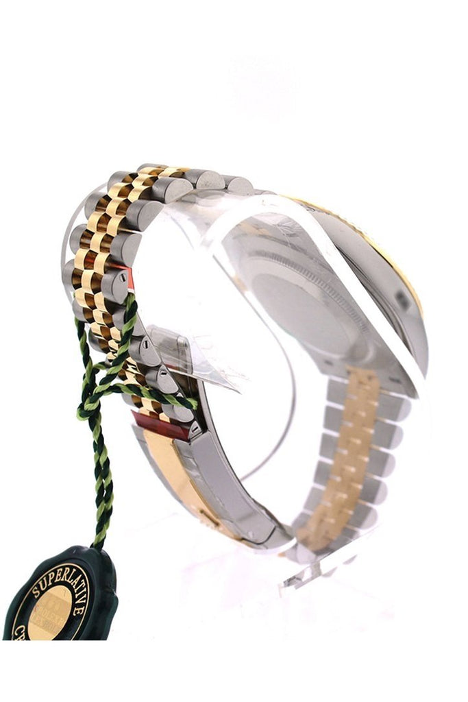Custom Diamond Bezel Rolex Datejust 31 Steel Roman Dial Two Tone 18K Gold Jubilee Ladies Watch