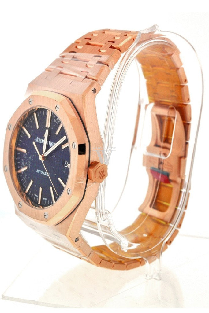 Audemars Piguet Royal Oak Selfwinding Automatic Blue Dial 18Kt Pink Gold Mens Watch