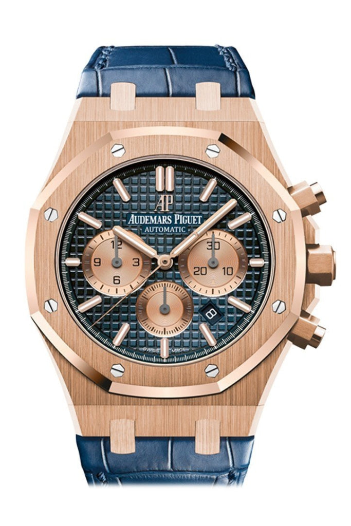 Audemars Piguet Royal Oak Chronograph 18K Rose Gold Brown Leather Stra