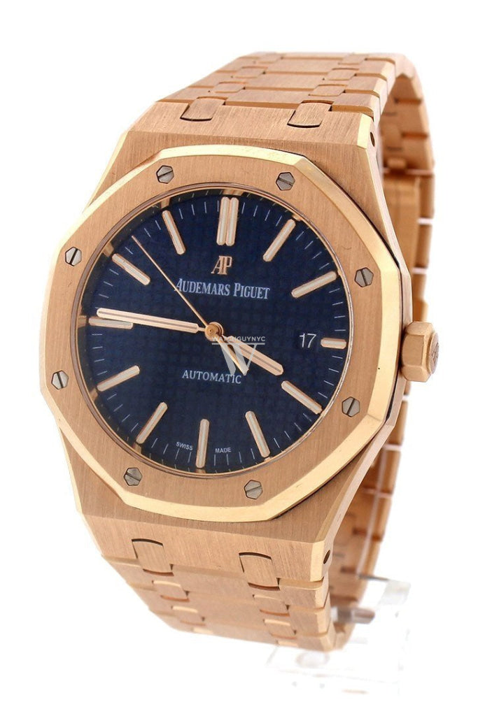 Audemars Piguet Royal Oak Selfwinding Automatic Blue Dial 18Kt Pink Gold Mens Watch