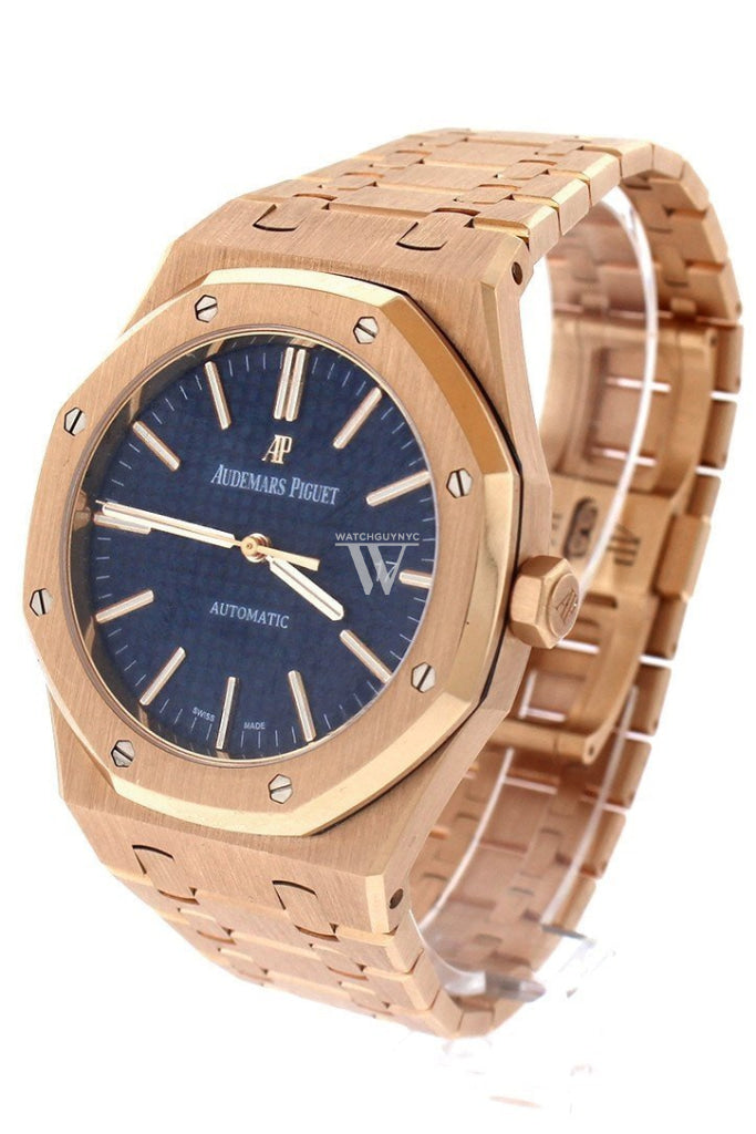 Audemars Piguet Royal Oak Selfwinding Automatic Blue Dial 18Kt Pink Gold Mens Watch
