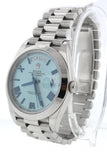 Rolex Day-Date 40 Ice Blue Quadrant Motif Dial Dome Bezel Platinum President Automatic Mens Watch