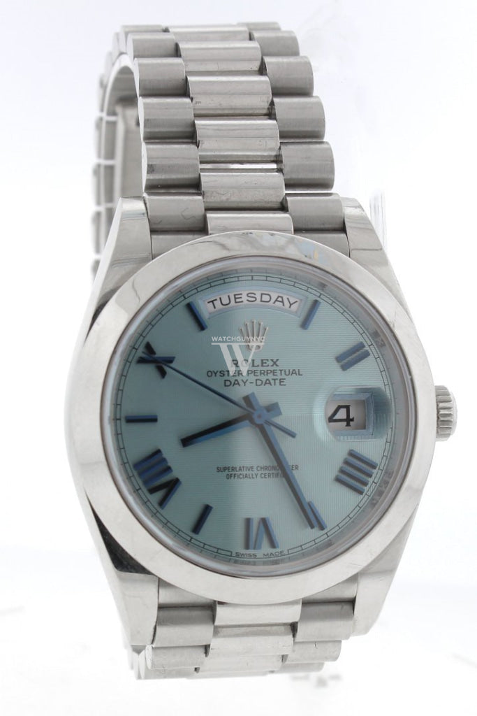 Rolex Day-Date 40 Platinum Ice-Blue Dial President Bracelet