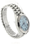 Rolex Day-Date 40 Ice Blue Quadrant Motif Dial Dome Bezel Platinum President Automatic Mens Watch