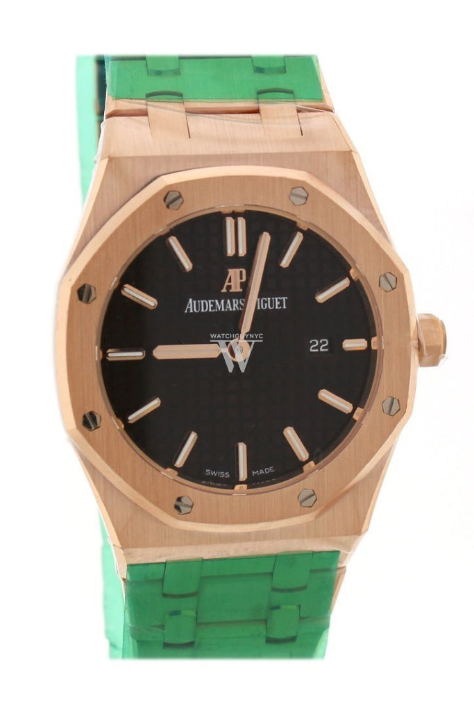 Audemars Piguet Royal Oak Brown Dial Ladies 18 Carat Pink Gold Watch 67650Or.oo.1261Or.01