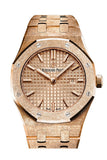 Audemars Piguet Royal Oak 33mm Frosted Pink Gold-toned Dial Ladies 18k Rose Gold Watch 67653OR.GG.1263OR.02