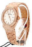 Audemars Piguet Royal Oak 33Mm Silver-Toned Dial Diamond 18K Pink Gold Ladies Watch