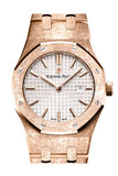 Audemars Piguet Royal Oak 33Mm Silver-Toned Dial 18K Pink Gold Ladies 67653Or.gg.1263Or.01 Watch