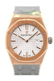 Audemars Piguet Royal Oak 33Mm Silver-Toned Dial 18K Pink Gold Ladies 67653Or.gg.1263Or.01 Silver