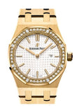 Audemars Piguet Royal Oak 33Mm Silver-Toned Dial Diamond Yellow Gold Ladies 67651Ba.zz.1261Ba.01