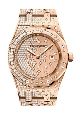 Audemars Piguet Royal Oak Lady 33 Mm Diamond Dial 18K Pink Gold Ladies 67654Or.zz.1264Or.01 Watch