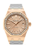 Audemars Piguet Royal Oak 37mm Pink gold-toned Automatic 18K Pink Gold Ladies Diamond Watch 15451OR.ZZ.1256OR.03