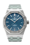 Audemars Piguet Royal Oak 37mm Grey Blue Dial Diamond Stainless Steel Watch 15451ST.ZZ.1256ST.03