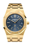 Audemars Piguet Royal Oak 39mm Blue dial with “Petite Tapisserie” pattern 18K Yellow Gold Extra-Thin Watch 15202BA.OO.1240BA.01 DCM