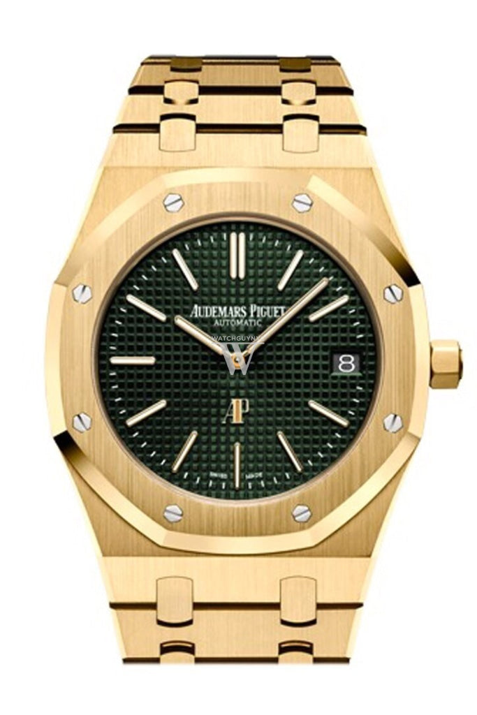 Audemars Piguet Royal Oak Royal Oak Green Dial Extra Thin Automatic Extra Thin Men s 18K Yellow Gold Watch 15205BA.OO.1240BA.01 WatchGuyNYC