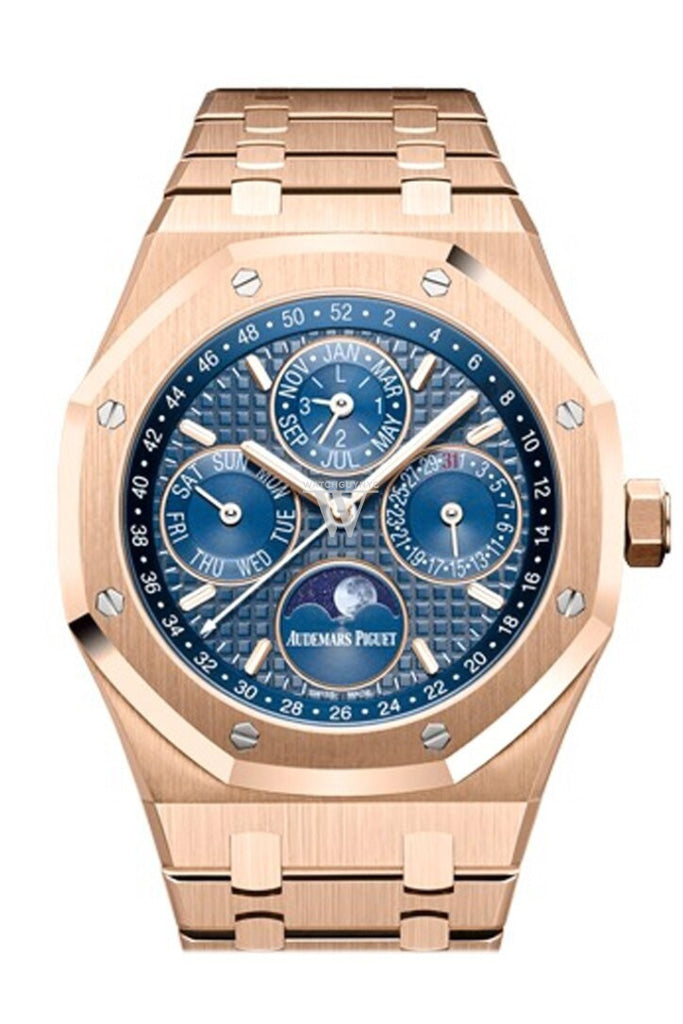 Audemars Piguet Royal Oak 41mm Blue Dial 18K Rose Gold Men s Watch 265 WatchGuyNYC