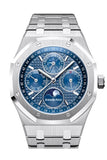 Audemars Piguet Royal Oak 41Mm Blue Dial White Gold Applied Hourmarkers Stainless Steel Mens Watch