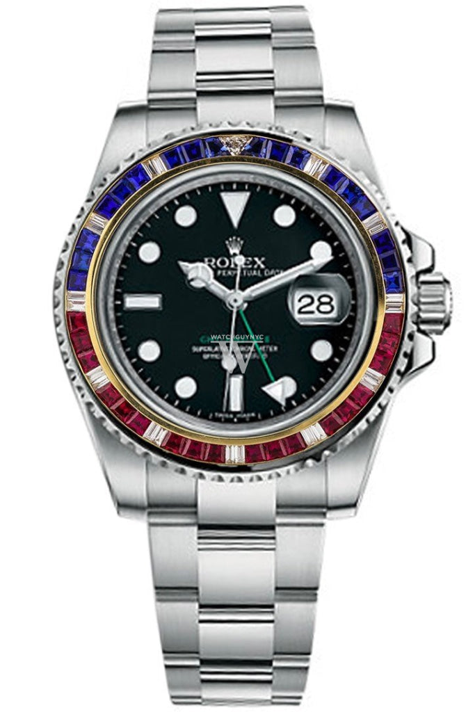 Custom Diamond Bezel Rolex Gmt-Master Ii Mens 40Mm Ct Solid 14K Yellow Gold Custom-Bezel