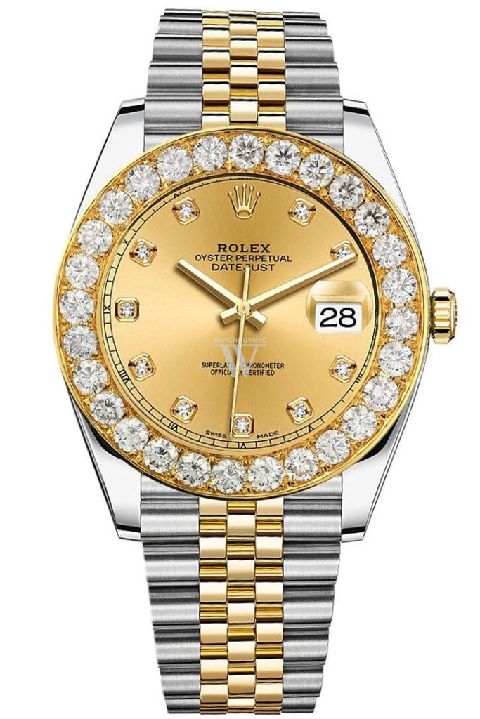 Custom Diamond Bezel Rolex Day-Date Datejust 41mm Solid 14K Yellow Gold