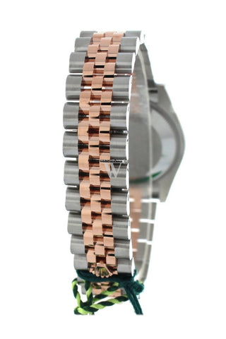 Custom Diamond Bezel Rolex Datejust 31 Silver Dial 18K Rose Gold Two Tone Jubilee Ladies Watch
