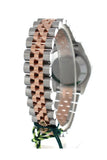 Custom Diamond Bezel Rolex Datejust 31 White Roman Dial 18K Rose Gold Two Tone Jubilee Ladies Watch