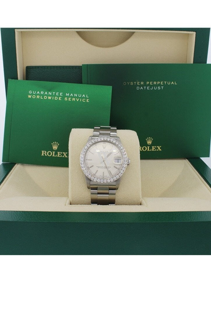 Rolex Custom Diamond Bezel Datejust 31 Silver Dial Ladies Watch 178274 Custom-Bezel