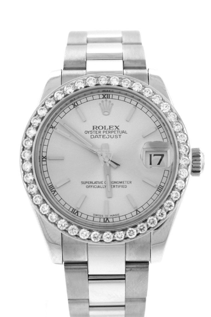 Rolex Custom Diamond Bezel Datejust 31 Silver Dial Ladies Watch 178274 Custom-Bezel