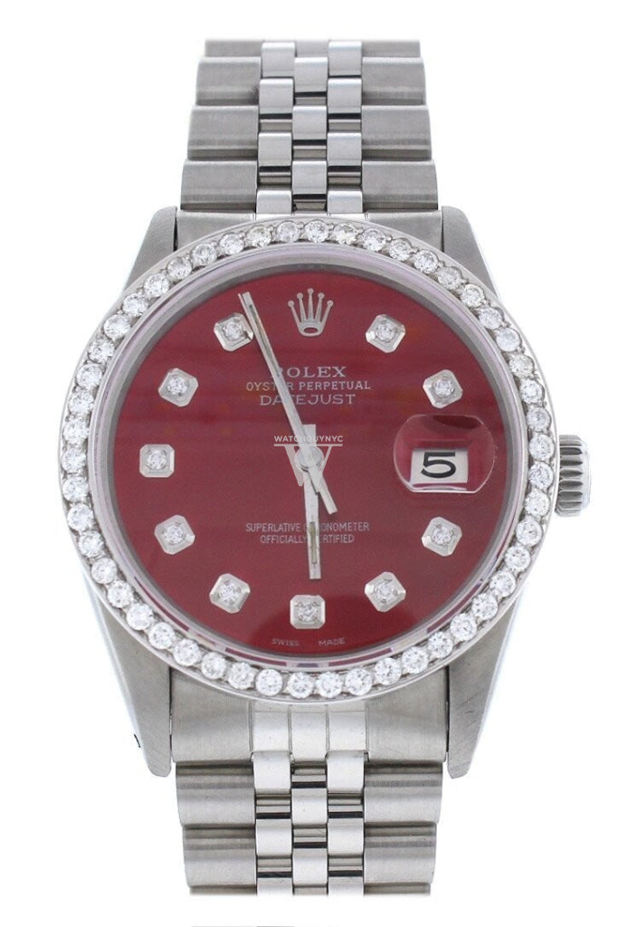 Rolex Custom Diamond Bezel Datejust 36 Ladies 116200 WatchGuyNYC