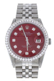 Rolex Custom Datejust 36 Red Diamond Dial Bezel Mens Watch / None Watches