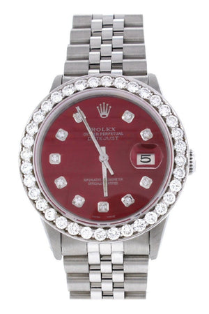 Rolex Custom Datejust 36 Red Diamond Dial Bezel Mens Watch / None Watches