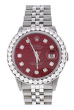 Rolex Custom Datejust 36 Red Diamond Dial Bezel Mens Watch / None Watches