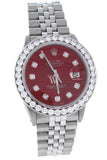 Rolex Custom Datejust 36 Red Diamond Dial Bezel Mens Watch Watches