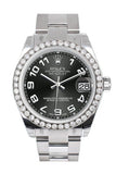 Rolex Custom Diamond Bezel Datejust 31 Black Concentric Dial Oyster Ladies Watch 178240