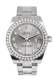 Rolex Custom Diamond Bezel Datejust 31 Rhodium Dial Oyster Ladies Watch 178240