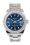 Rolex Custom Diamond Bezel Datejust 31 Blue Dial Oyster Ladies Watch 178240