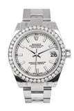 Rolex Custom Diamond Bezel Datejust 31 White Dial Oyster Ladies Watch 178240 Blue / Si None