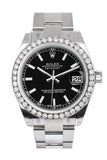 Rolex Custom Diamond Bezel Datejust 31 Black Dial Oyster Ladies Watch 178240