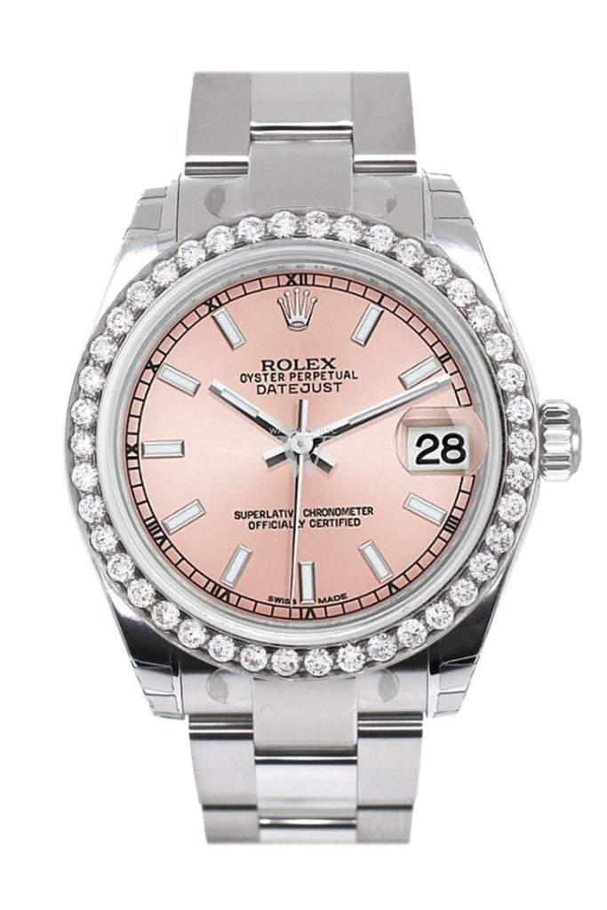 Rolex Custom Diamond Bezel Datejust 31 Pink Dial Oyster Ladies Watch 178240 / Si None Custom-Bezel