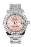 Rolex Custom Diamond Bezel Datejust 31 Pink Dial Oyster Ladies Watch 178240