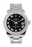 Rolex Custom Diamond Bezel Datejust 31 Black Roman Dial Oyster Ladies Watch 178240 / Si None
