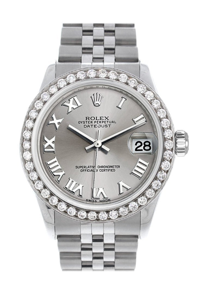 Rolex Custom Diamond Bezel Datejust 31 Rhodium Dial Jubilee Ladies Watch 178240 / Si None